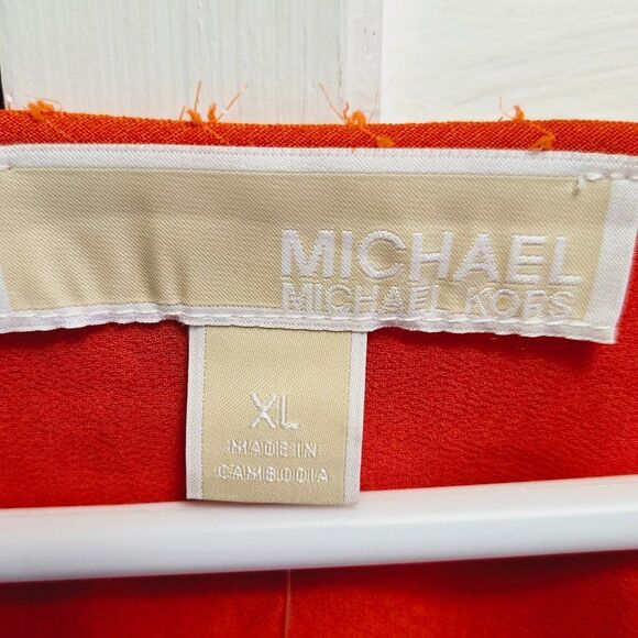 NWT MICHAEL KORS FAUX WRAP OPTIC ORANGE SIDE ZIP RUFFLE FRONT DRESS MSRP $165 - Picture 10 of 14